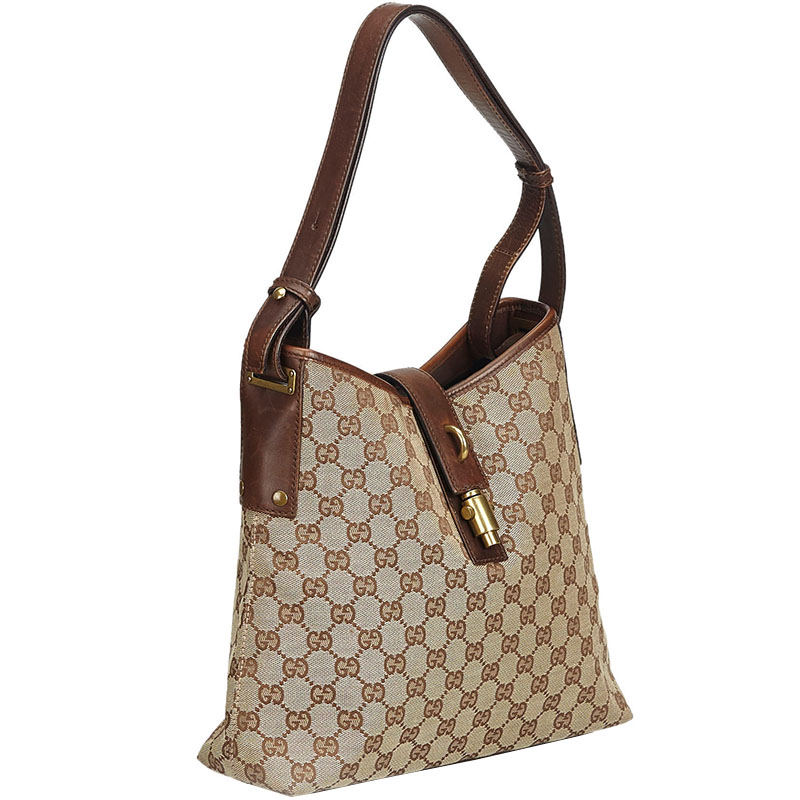 

Gucci Brown GG Jacquard Hobo Bag, Beige