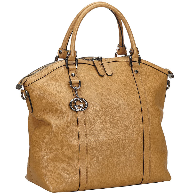

Gucci Brown Leather Britt Charm Dome Tote