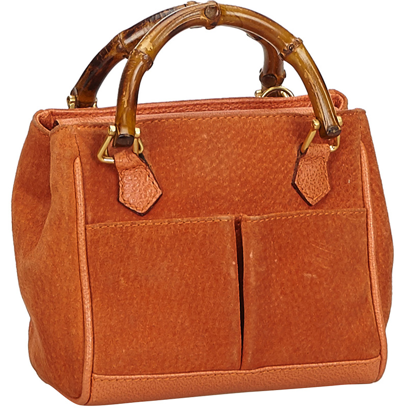 

Gucci Orange Suede Bamboo Everyday Bag