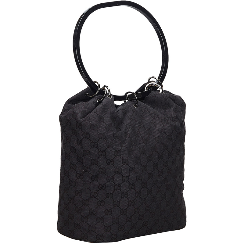 

Gucci Black GG Canvas Ring Handle Bag