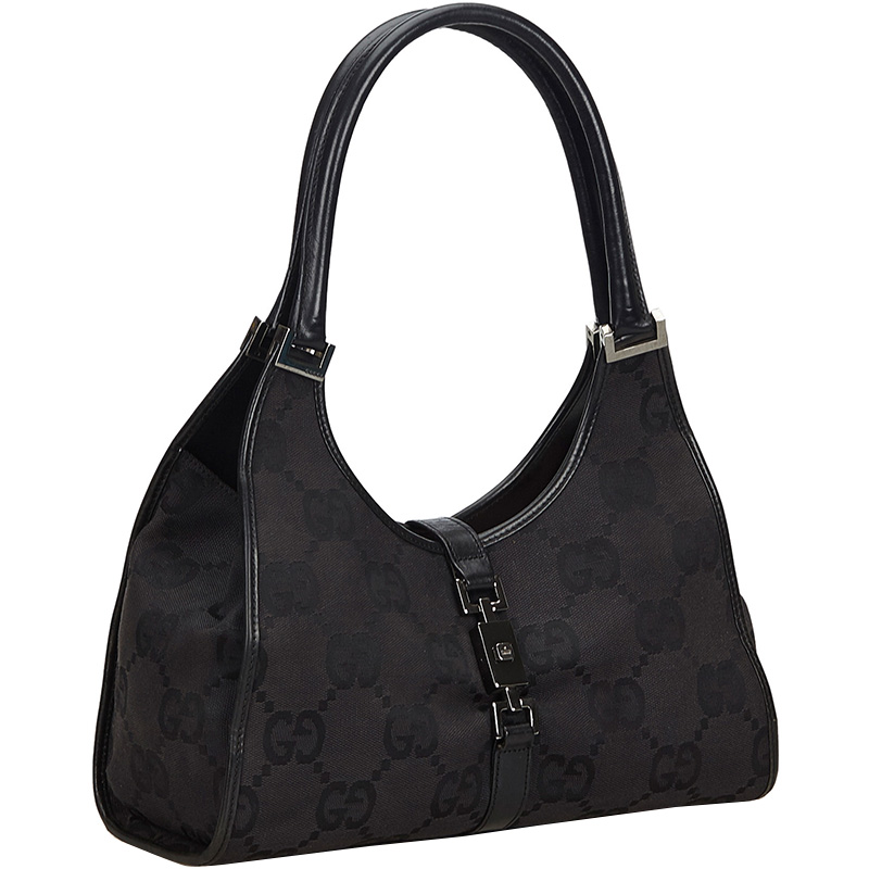 

Gucci Black GG Canvas Jackie Shoulder Bag