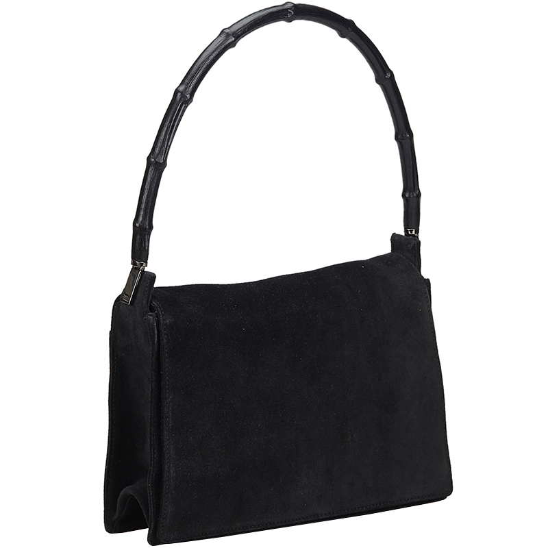 

Gucci Black Suede Bamboo Shoulder Bag