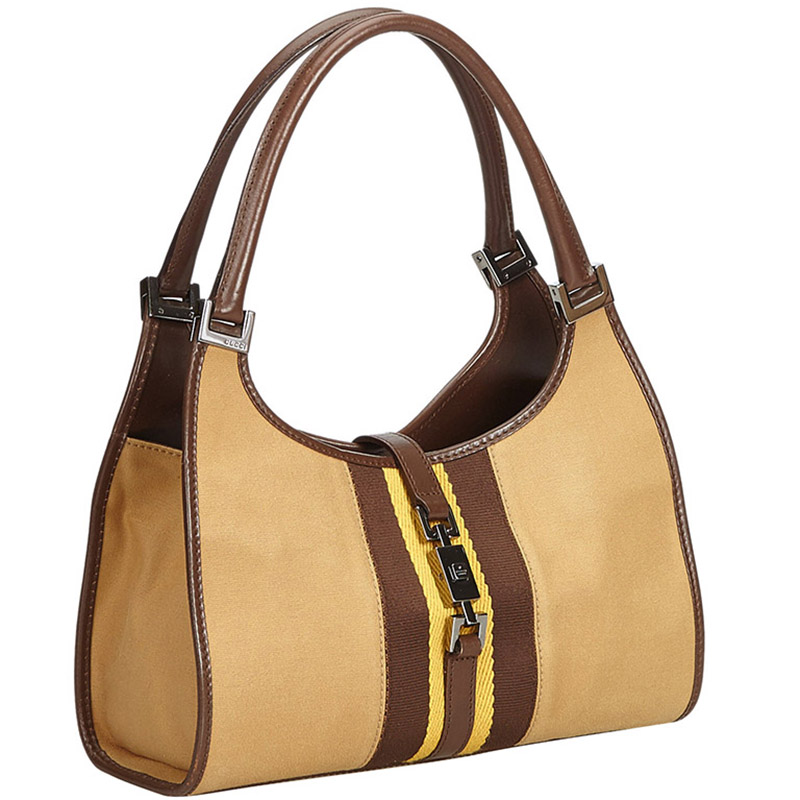 

Gucci Brown/Beige Web Canvas Jackie Shoulder Bag