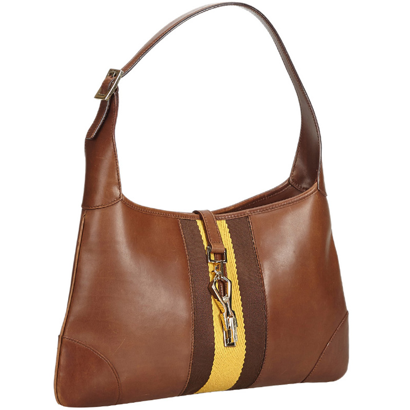 

Gucci Brown Leather Web Jackie Shoulder Bag