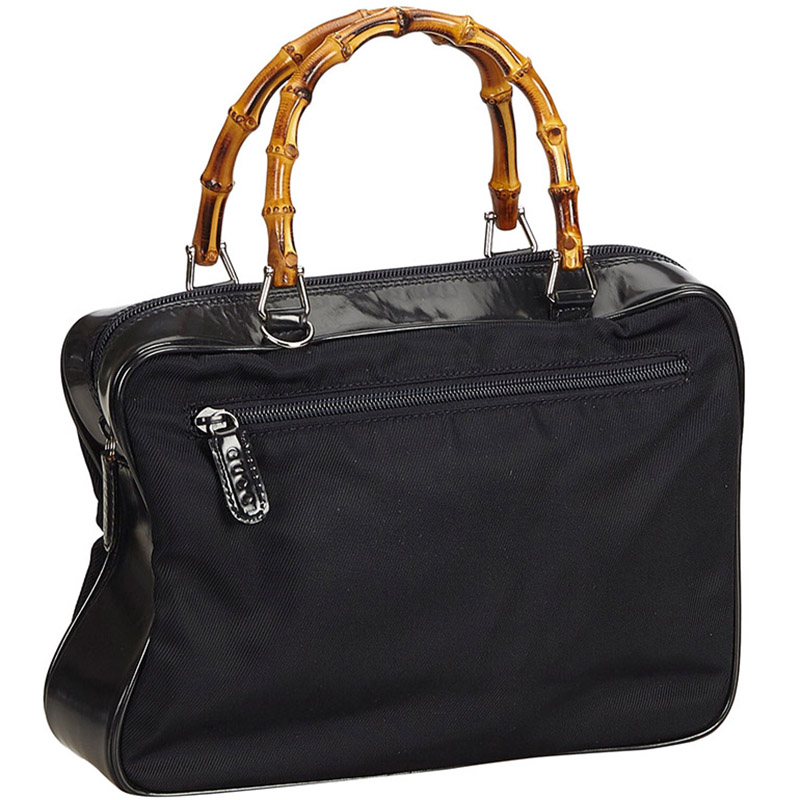 

Gucci Black Nylon Leather Satchel Bag