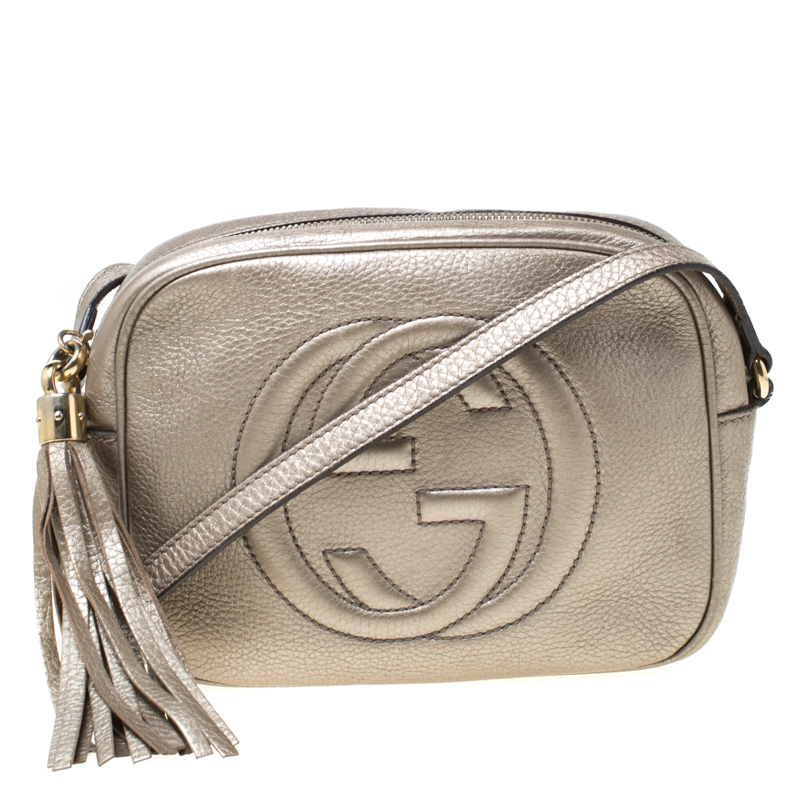 Gucci Metallic Beige Leather Soho Disco Crossbody Bag Gucci | TLC