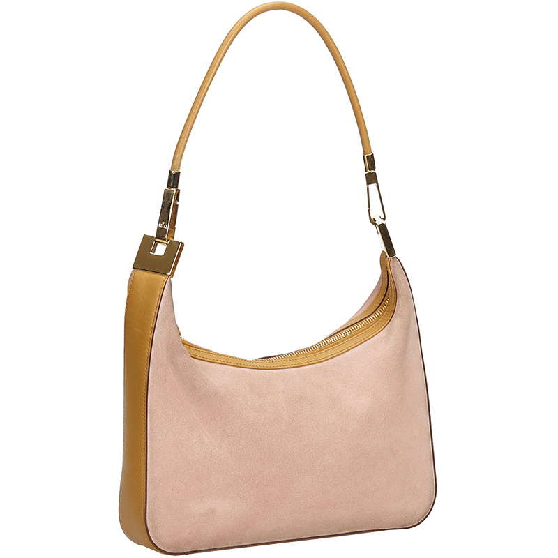 

Gucci Pink/Beige Suede Shoulder Bag