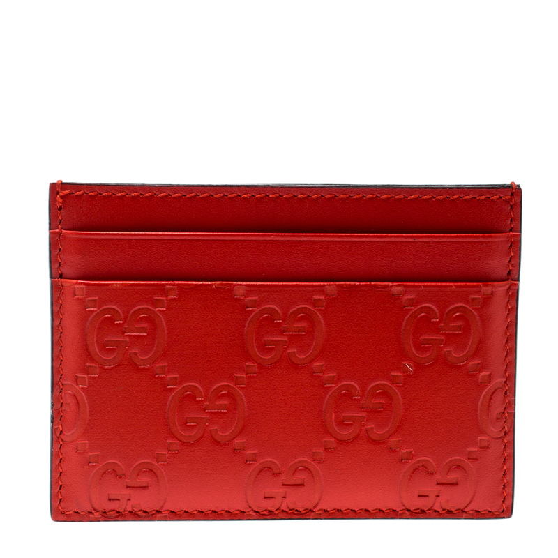 Gucci Red Guccissima Leather Card Holder | TLC