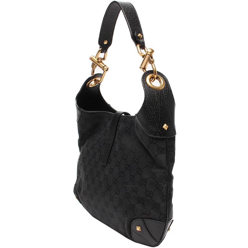 

Gucci Black GG Canvas and Leather Jackie Hobo Bag