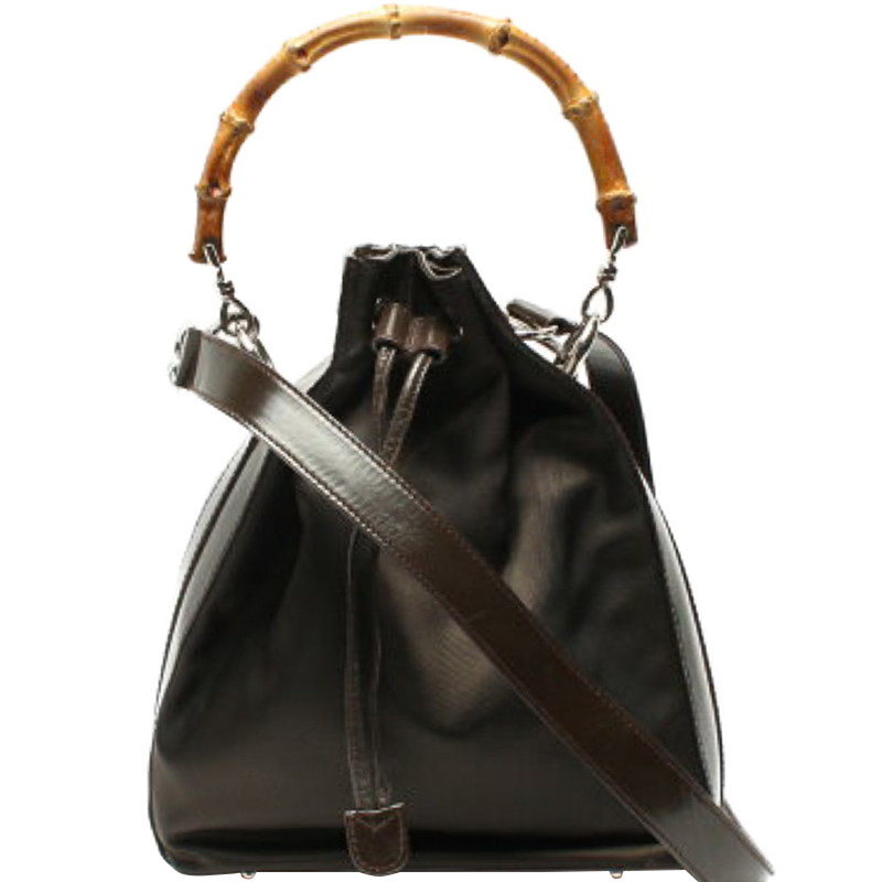 

Gucci Black Canvas/Leather Bamboo Drawstring Shoulder Bag