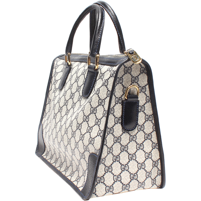 

Gucci Navy Blue GG Supreme Canvas Top Handle Bag