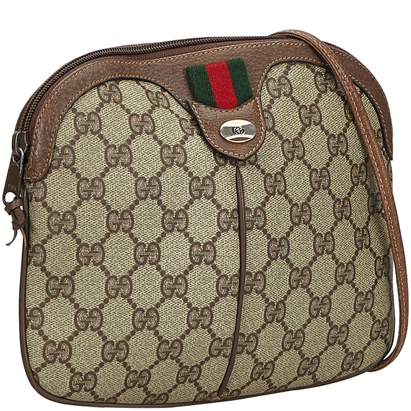 

Gucci Brown GG Supreme Web Crossbody Bag, Beige