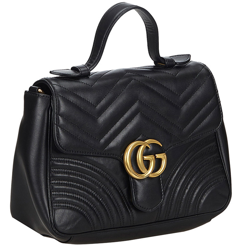 

Gucci Black Leather GG Marmont Shoulder Bag