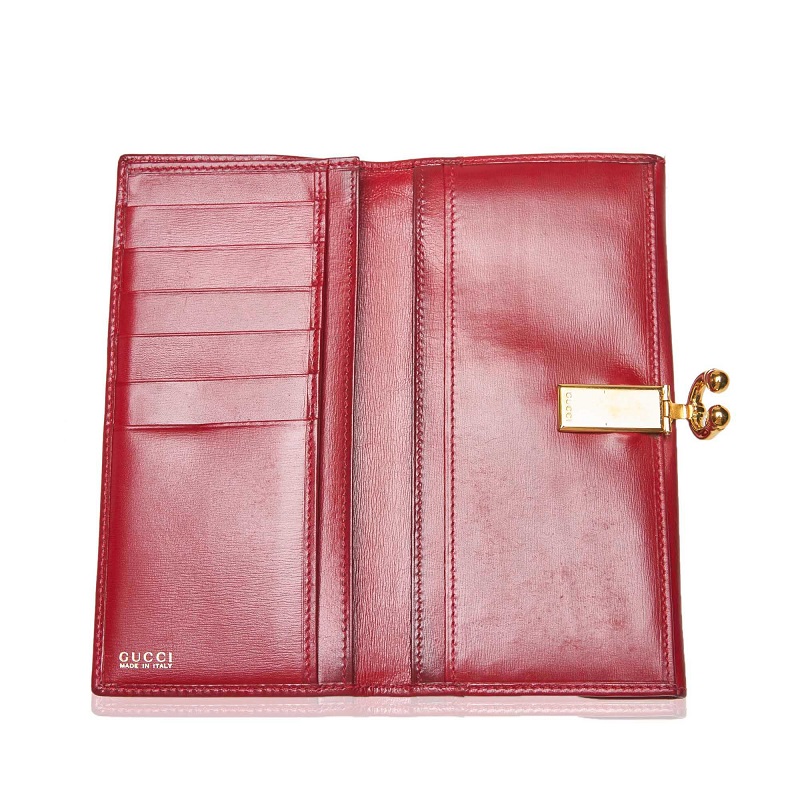 

Gucci Red Leather Double Flap Wallet