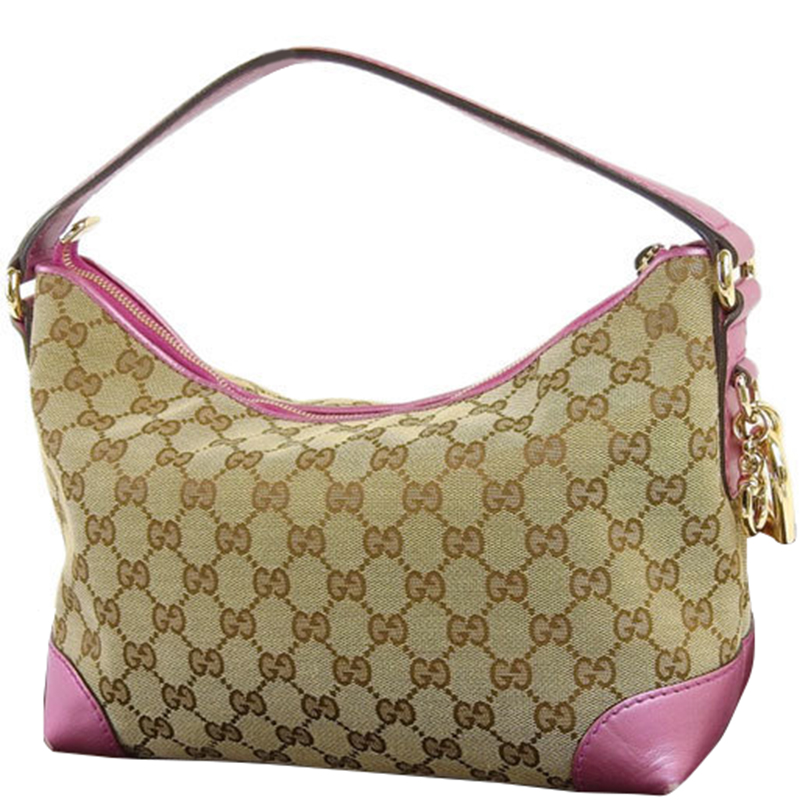 

Gucci Purple GG Canvas Leather Shoulder Bag, Beige