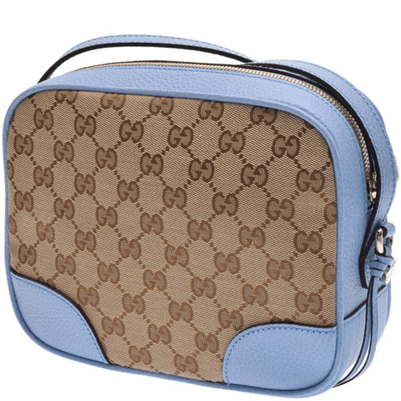 

Gucci Blue/Beige GG Canvas Leather Shoulder Bag