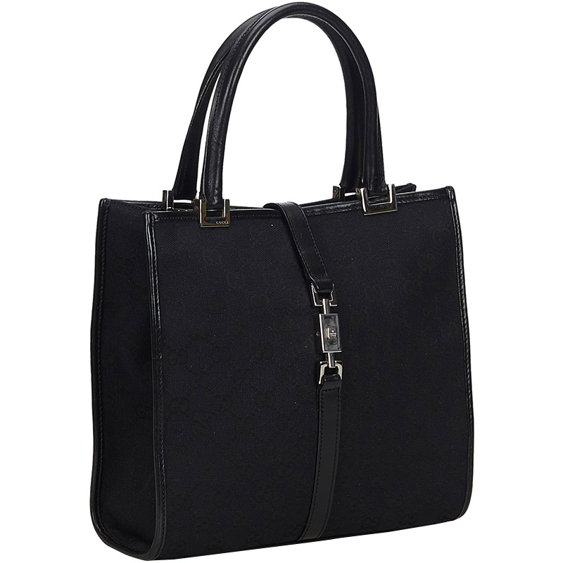 

Gucci Black GG Canvas Jackie Tote Bag