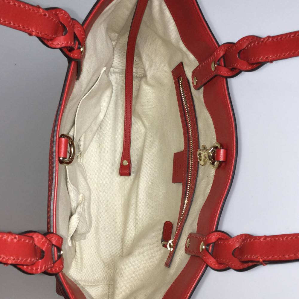

Gucci Red Leather Tote Bag