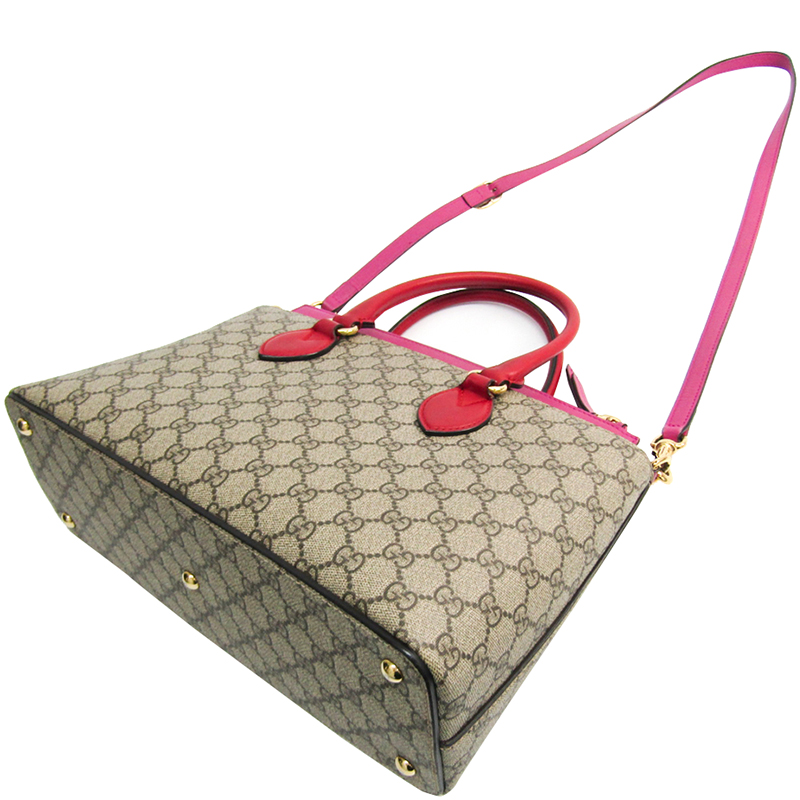 

Gucci Pink/Brown GG Supreme Monogram Tote Bag, Beige