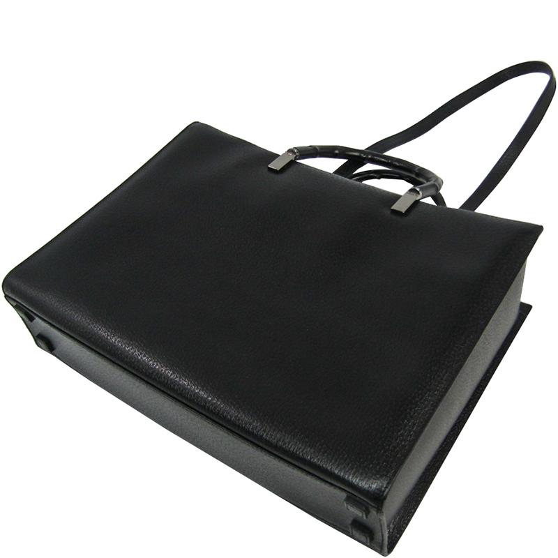 

Gucci Black Leather Bamboo Tote Bag