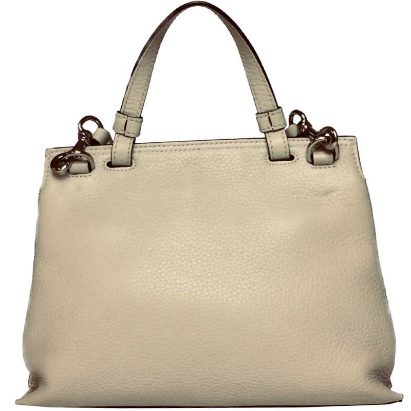 

Gucci White Pebbled Leather Bamboo Top Handle Bag