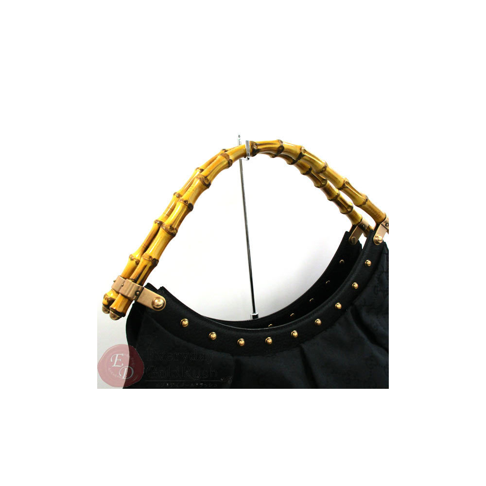 

Gucci Black GG Canvas and Leather Bamboo Top Handle Bag