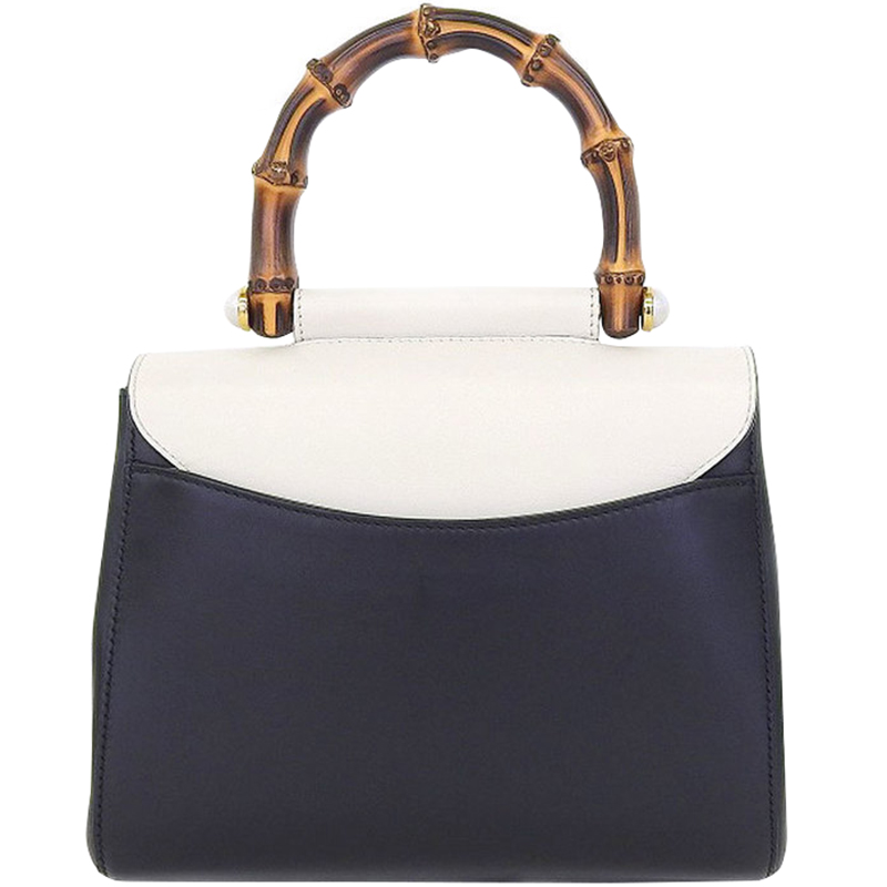 

Gucci Bicolor Leather Bamboo Top Handle Bag, Black