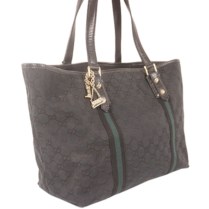 

Gucci Black GG Canvas Leather Tote Bag