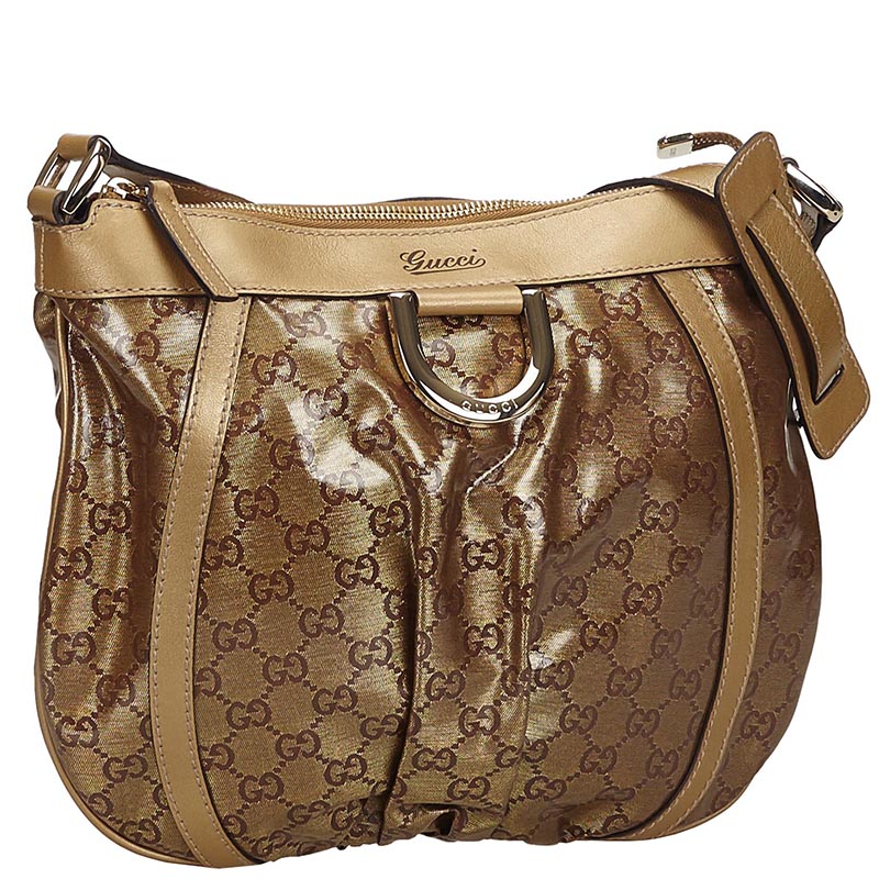 

Gucci Brown GG Crystal Canvas D Ring Messenger Bag