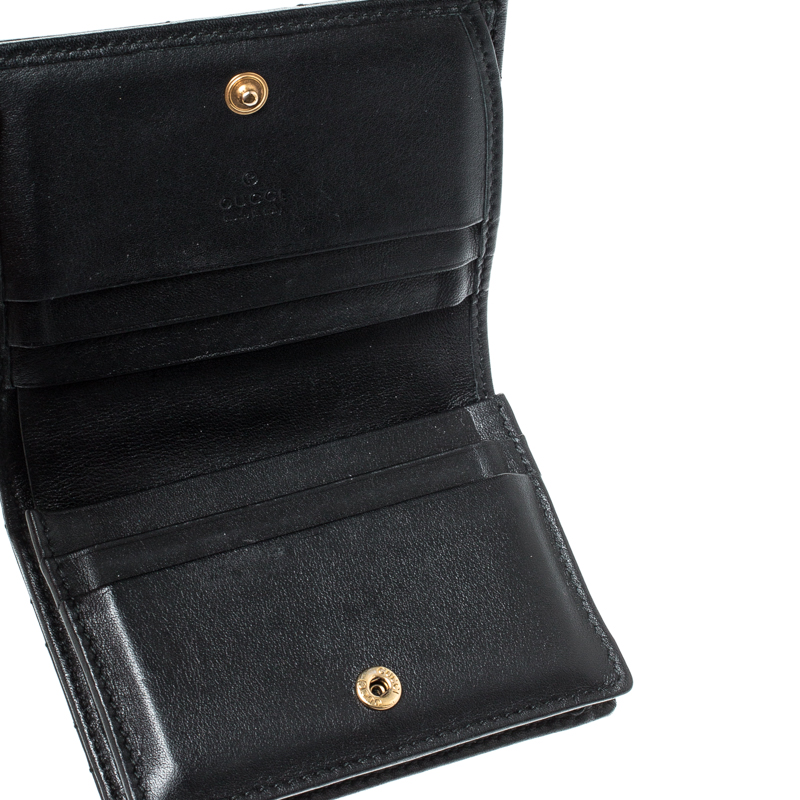 Gucci Black Matelasse Leather GG Marmont Card Case