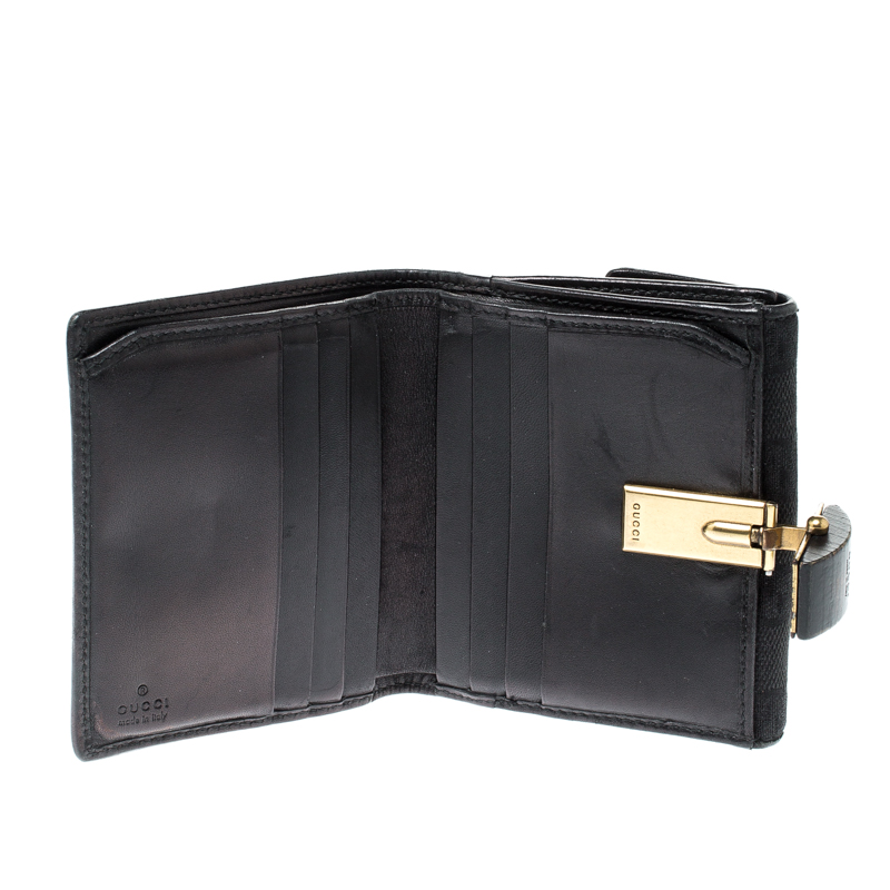 

Gucci Black GG Canvas Clasp Compact Wallet