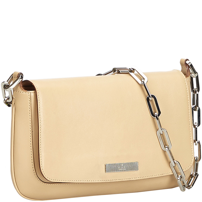

Gucci Brown Leather Chain Baguette