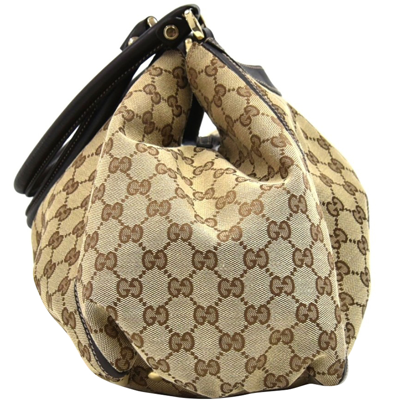 

Gucci Beige GG Original Canvas D-Ring Hobo Bag