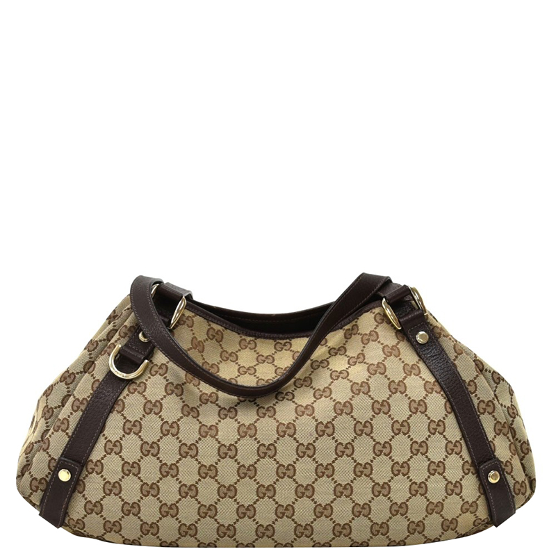 Gucci Beige Brown Gg Original Canvas Leather Pelham Shoulder Bag