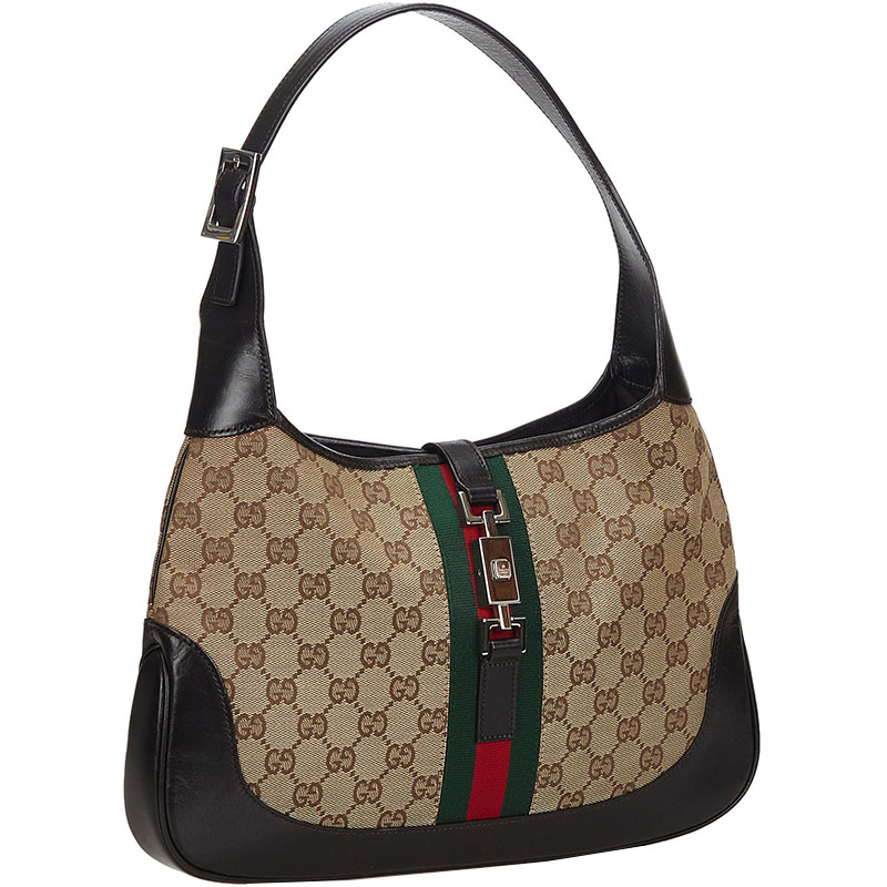 

Gucci Beige/Brown GG Canvas Web Jackie Shoulder Bag