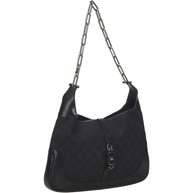 

Gucci Black GG Canvas Chain Jackie Shoulder Bag