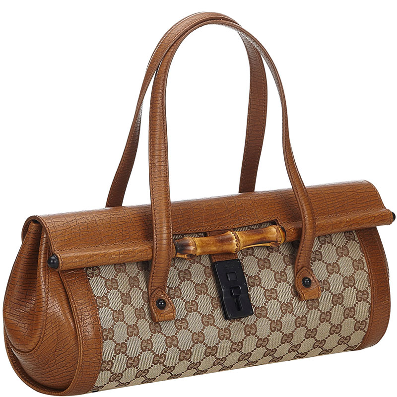 

Gucci Brown/Beige GG Canvas Bamboo Bullet Shoulder Bag