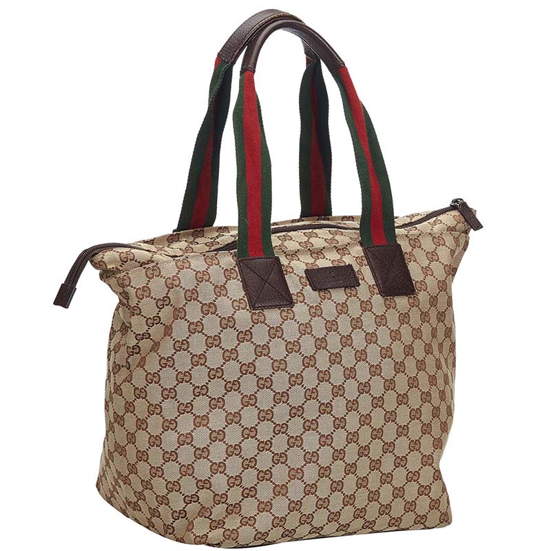 

Gucci Brown GG Web Canvas Tote