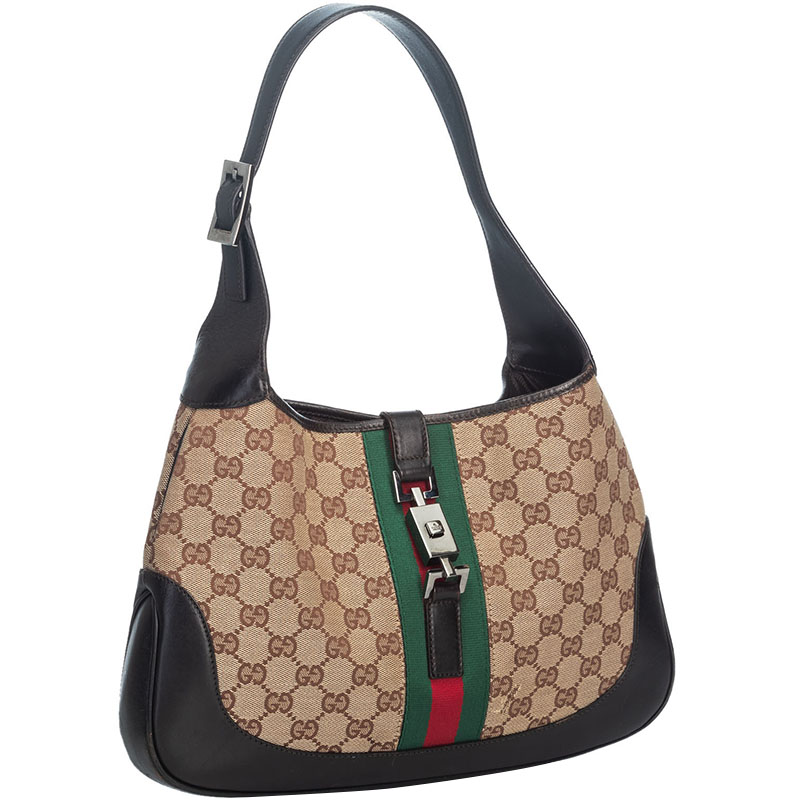

Gucci Beige/Black GG Canvas Web Jackie Shoulder Bag