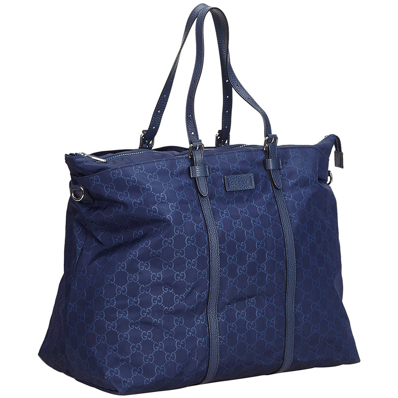 

Gucci Blue GG Nylon Canvas Tote Bag