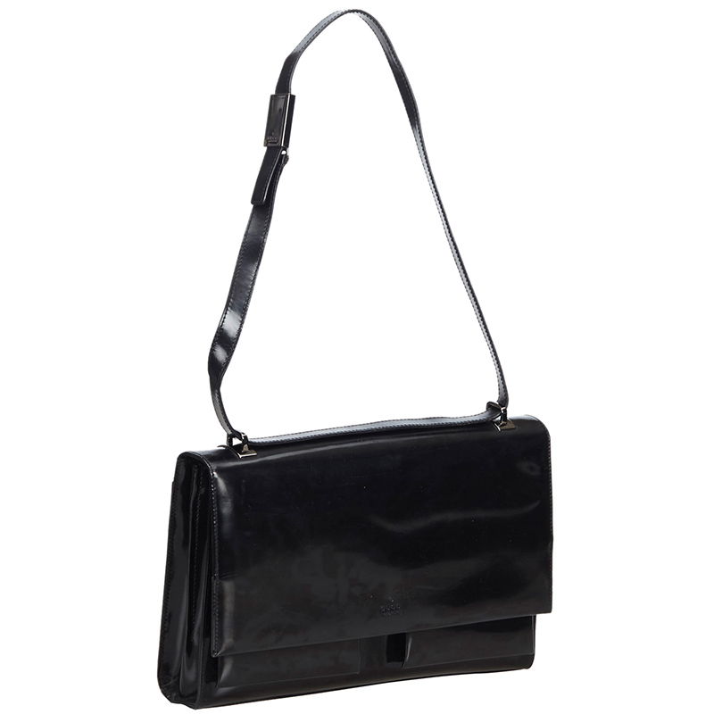 

Gucci Black Patent Leather Shoulder Bag