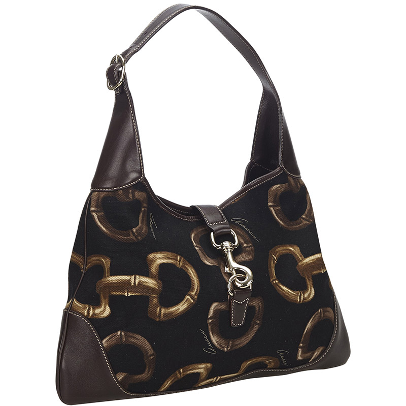 

Gucci Black Horsebit Print Jackie Shoulder Bag