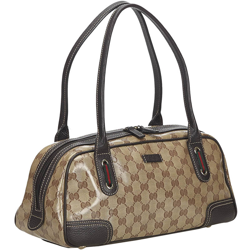 

Gucci Brown/Beige GG Crystal Web Canvas Shoulder Bag