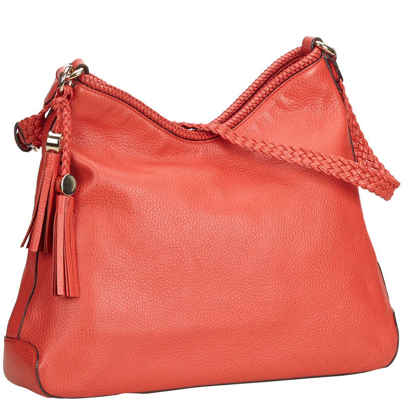 

Gucci Red Pebbled Leather Marrakech Hobo Bag