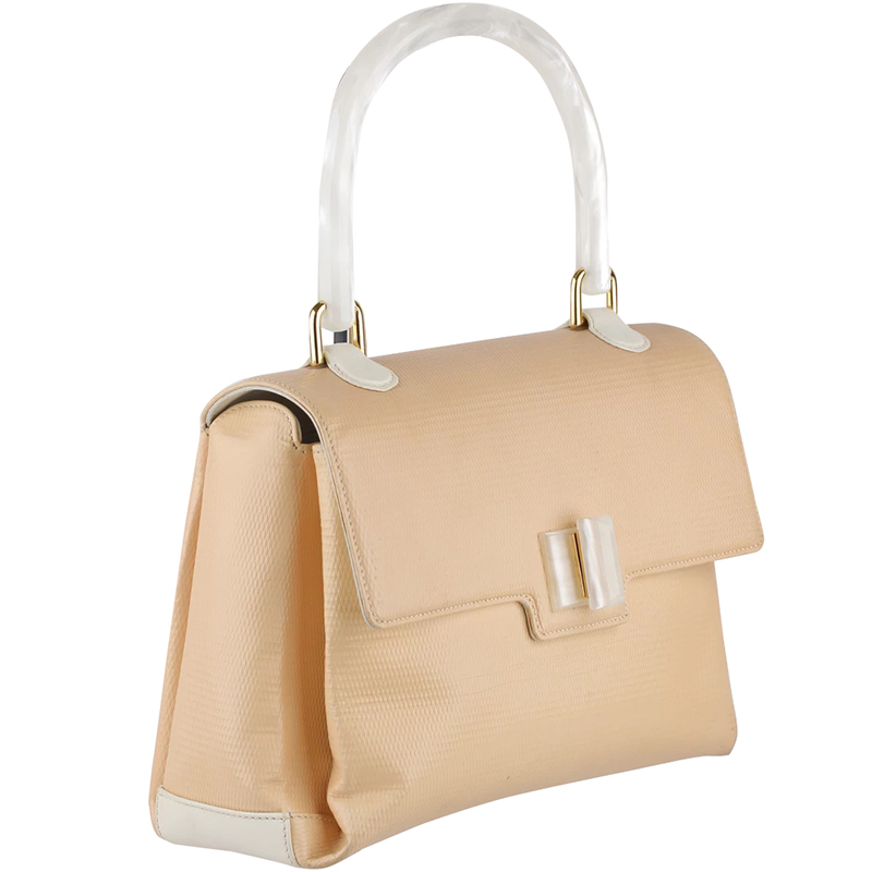 

Gucci Beige Leather Top Lucite Handle Bag