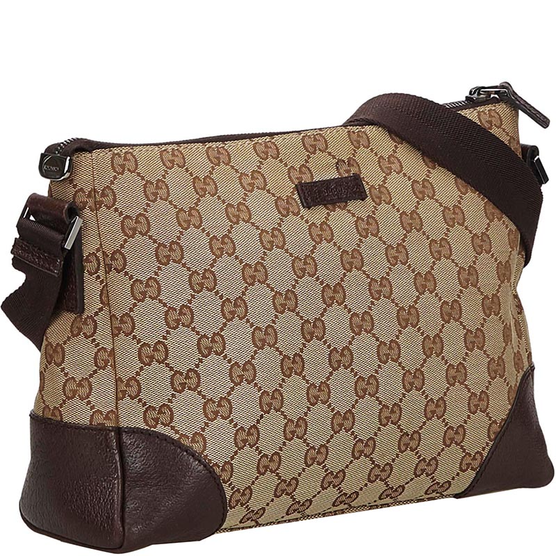 

Gucci Dark Brown GG Canvas Crossbody Bag, Beige