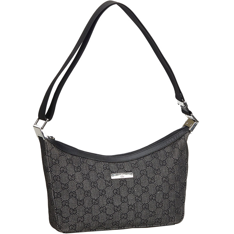 

Gucci Gray GG Canvas Shoulder Bag, Black