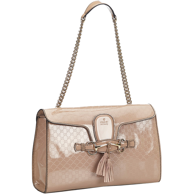 

Gucci Pink Patent Leather Guccissima Emily Shoulder Bag