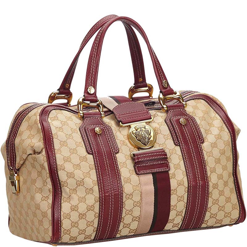 

Gucci Brown/Red GG Canvas and Leather Medium Aviatrix Boston Bag