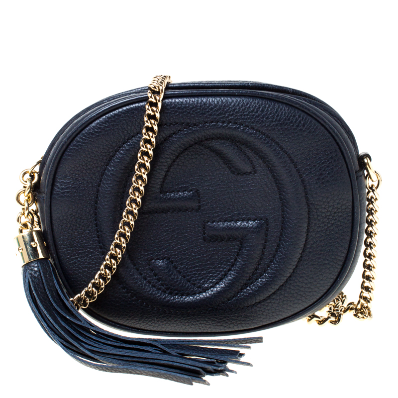 Gucci Navy Blue Leather Mini Soho Chain Crossbody Bag Gucci | The ...